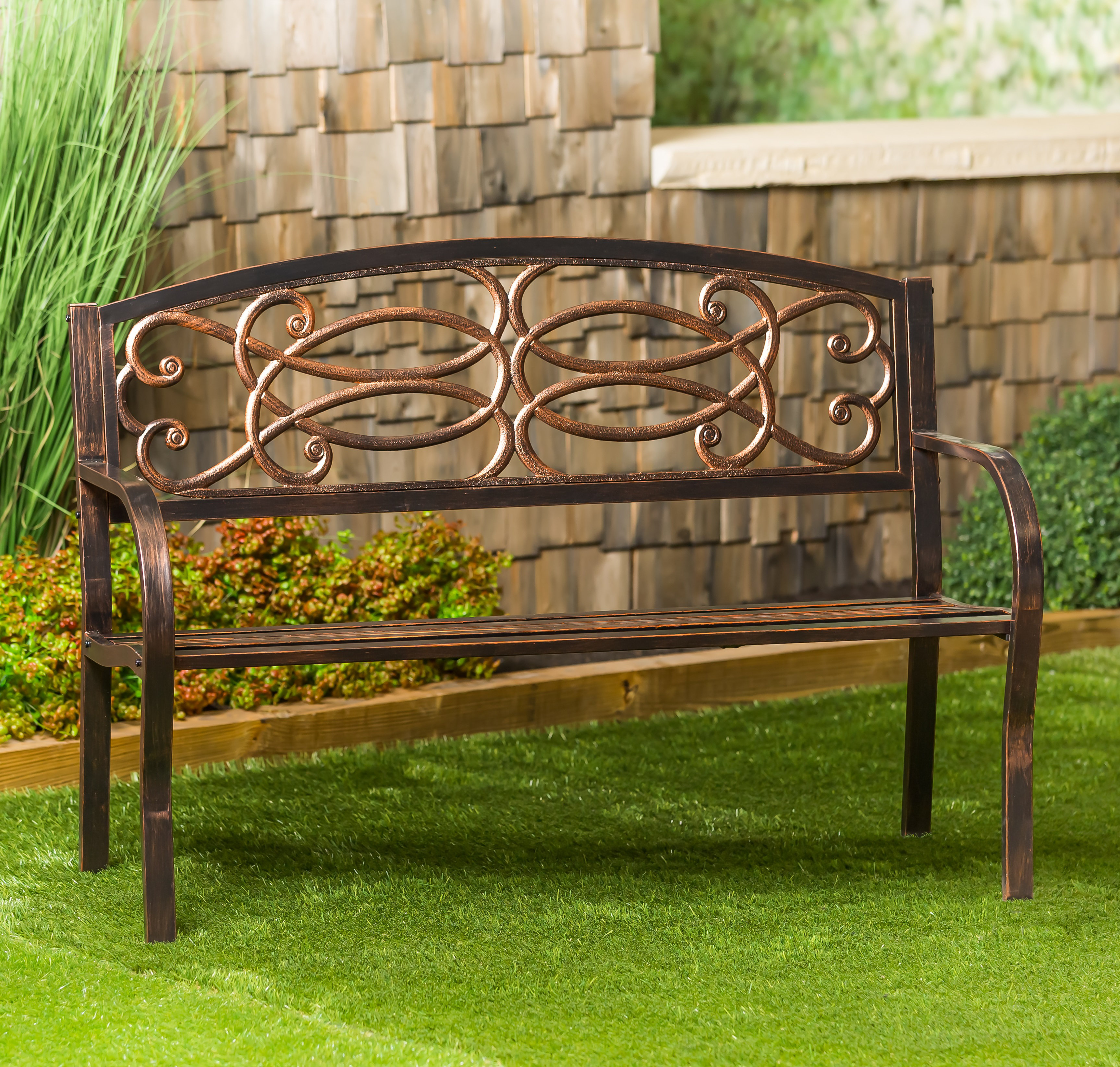 Charlton Home® 50"L Metal Outdoor Garden Bench & Reviews | Wayfair